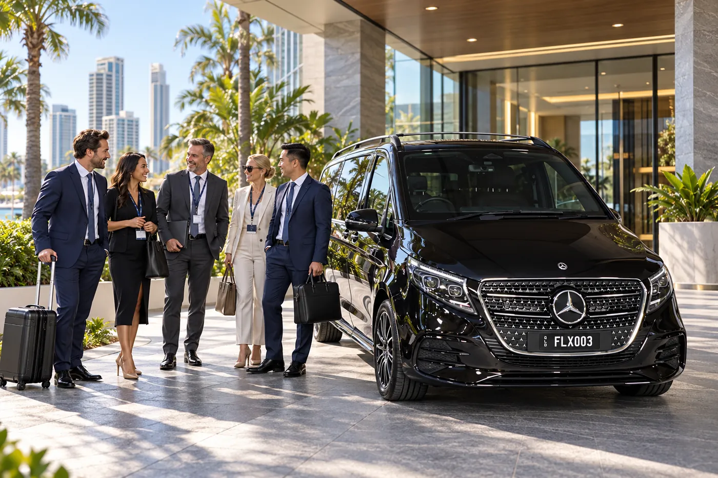 Corporate group beside the V-Class